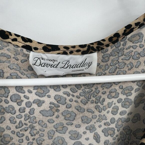 Womens VTG Animal Print Y2K Blouse L 3/4 Sleeves Vneck Cheetah Casual Rockabilly - Picture 3 of 9